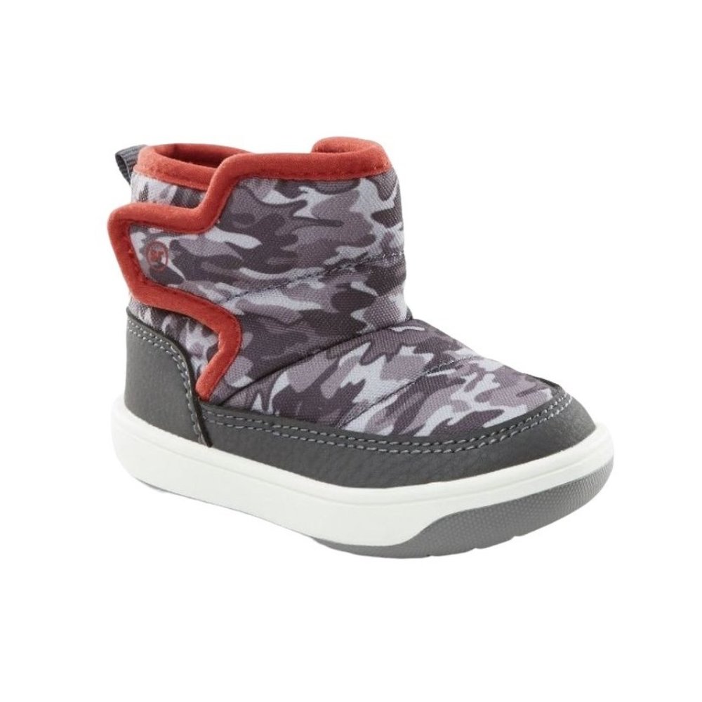 Surprize by Stride Rite Baby's Aster Boots - Gray/Red - 4M - Boys